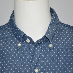 J CREW Slim Fit Chambray Polka Dot Cotton Shirt